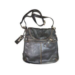 Fossil Key Per Vintage Black Pebbled Leather Crossbody Bag Boho Fall Neutral